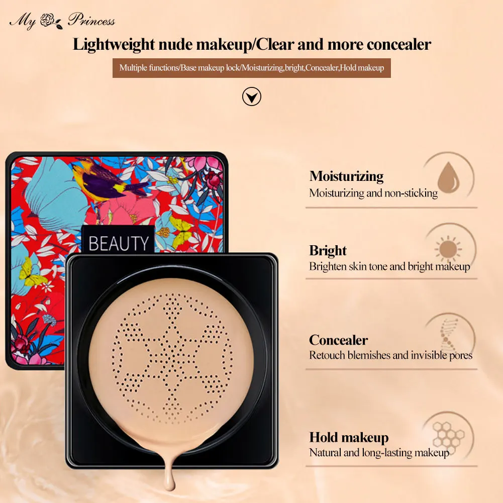 Magic Foundation Mushroom Head Air Cushion CC Cream Waterproof Brighten Foundation Cream Women Base Makeup Face Korean Cosmetics cc cream