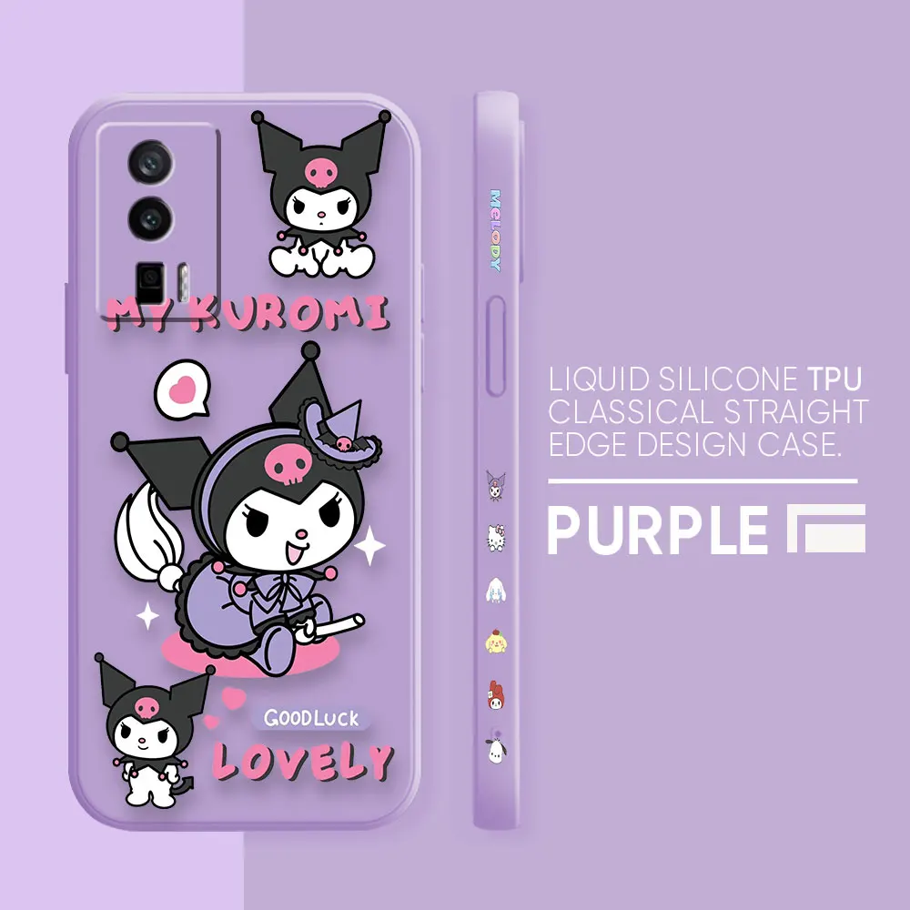 thumbnail image 1 of Case For Redmi K60E K50 K40S K40 K30 K20 10C 9 8A 8 10 Pro 4G 5G Colour Simple Liquid silicone Case Cartoon kuromi Cat, 1 of 5