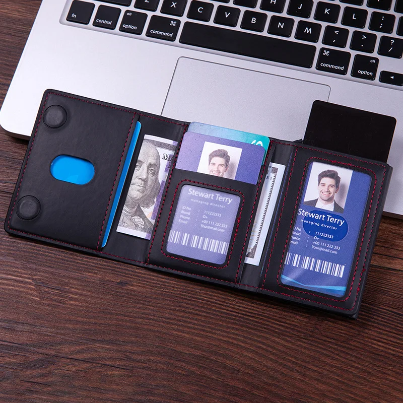 Luxury Magnetic Elastic Leather Wallet Card Holder with Card Slots