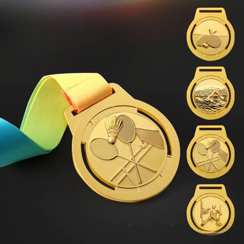 Zinc alloy individual metal medal making badminton tennis school games competition award gold, silver and copper 3