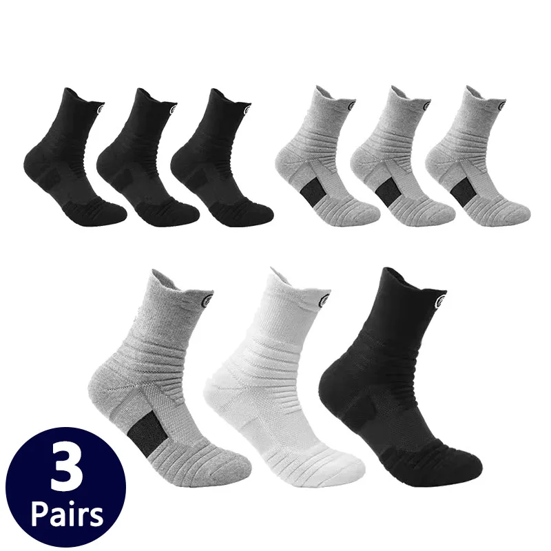 

3Pairs/Lot Non-slip Football Socks Men High Elastic Sports Long Tube Basketball Outdoor Cycling Socks Breathable Deodorant Socks