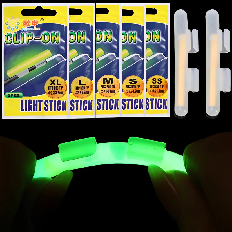 2/4/6Pcs Fishing Glow Sticks Rod Tip Glow Sticks Fishing Rod Floats Glow Sticks Clip Fishing Rod Night Fishing Fluorescent Light