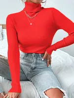 Autumn Winter Women Knit Solid Turtleneck Pull Sweater Casual Rib Jumper Tops Female Home Pullover Y2K Clothing 2025 - Image 2