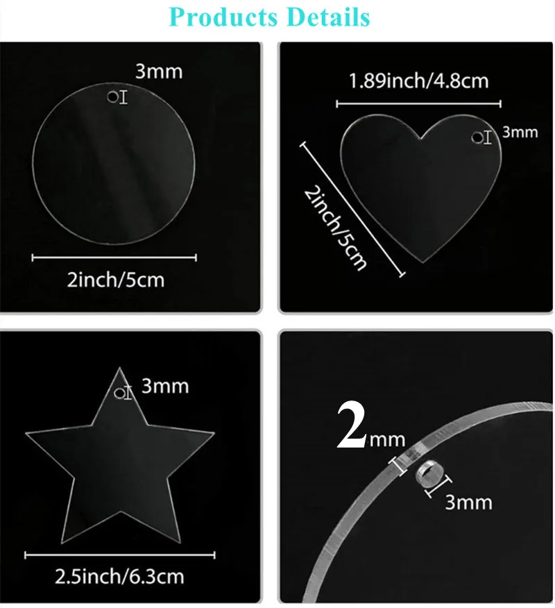 Key Charms Pendant 24Pcs Transparent Round Acrylic Keychain Blanks Disc DIY Arts & Craft Material