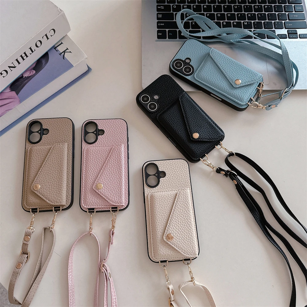 Custodia a portafoglio a tracolla per iphone con porta carte_voghion.com