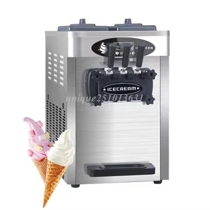 Commercial Stainless Steel Ice Cream Maker Desktop 3 Flavor Soft Serve Ice Cream Machine 20-25L/H Snack Ice Making Machines