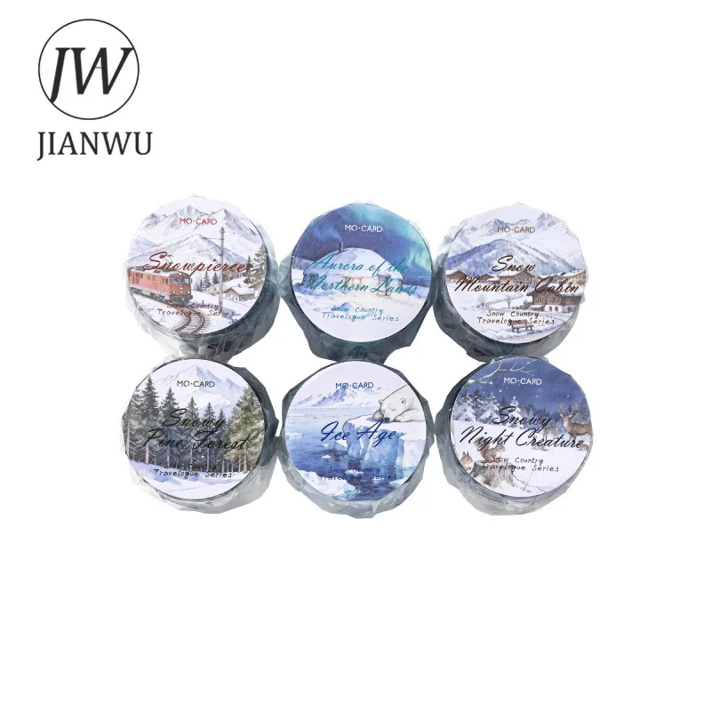 JIANWU 스노우 컨트리 크로니클 시리즈 빈티지 산림 풍경 소재 콜라주 PET 테이프 크리에이티브 저널 문구류