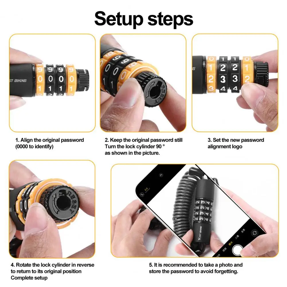 

Cable Helmet Lock Thickened 4-digit Password Flexible Motorcycle Helmet Password Lock Bike Supplies