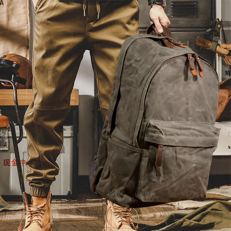 Men's Sling Backpack Waxed Canvas Crossbody Bag Casual Daypacks