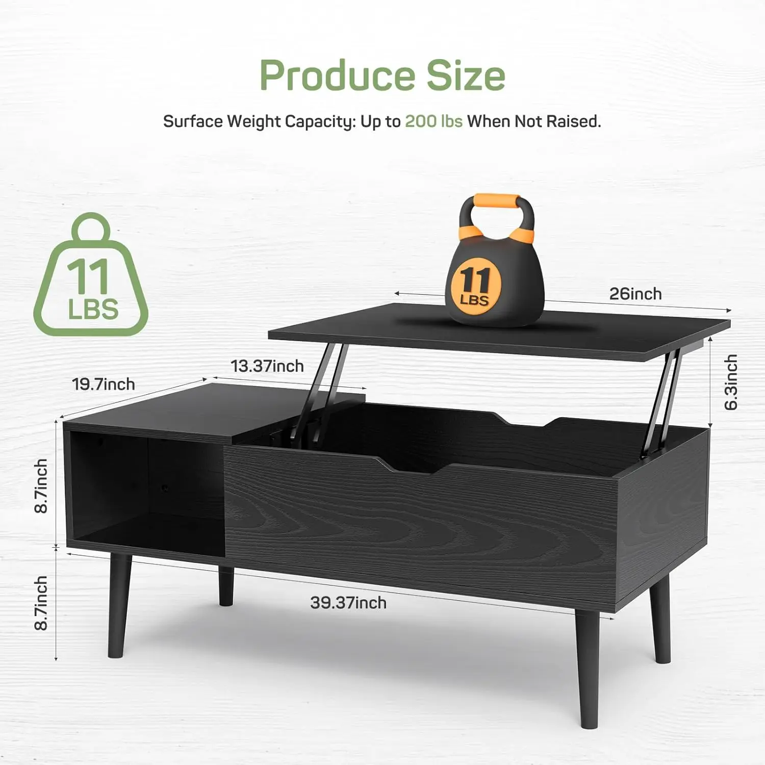 Lift Top Coffee Tables for Living Room, Small Modern Wooden Center Tables with Storage Shelf and Hidden Compartment 3