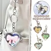 New Heart Shape Bow Folding Mirror Keychain Charm Double Sided Love Cosmetic Mirror Key Holder Y2K Bag Pendant Trendy Decor 2