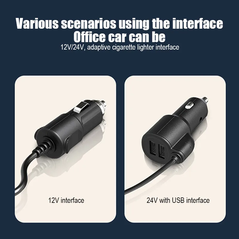 Car Double Head Folding Fan 12V/24V 360 Rotation Adjustment Cigarette Lighter Interface Remote Control Temperature Display Fan electric fan,car fan