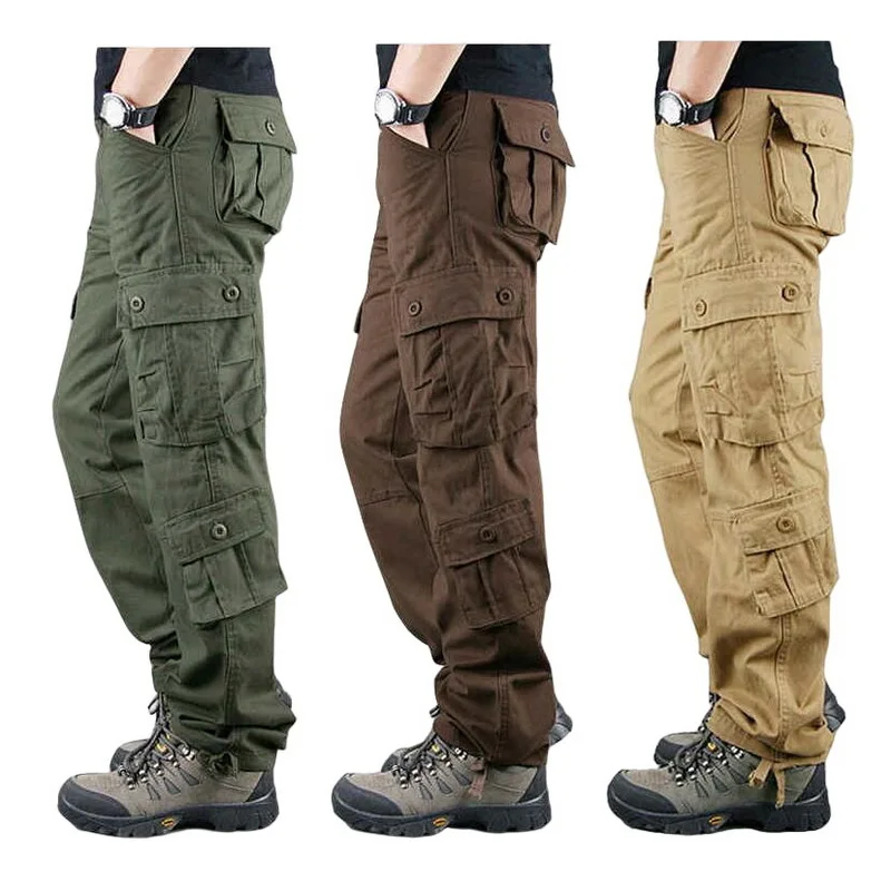 Workwear Straight Loose Casual Pants Men's Multi Pocket Pants Outdoor Outwear Trousers Big Pockets Overalls Size 28-44