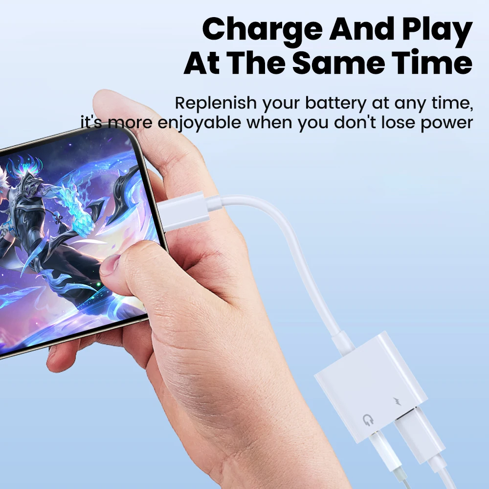 60W Dual Function Audio OTG Adapter with USB C and 3.5mm Headphone Ports