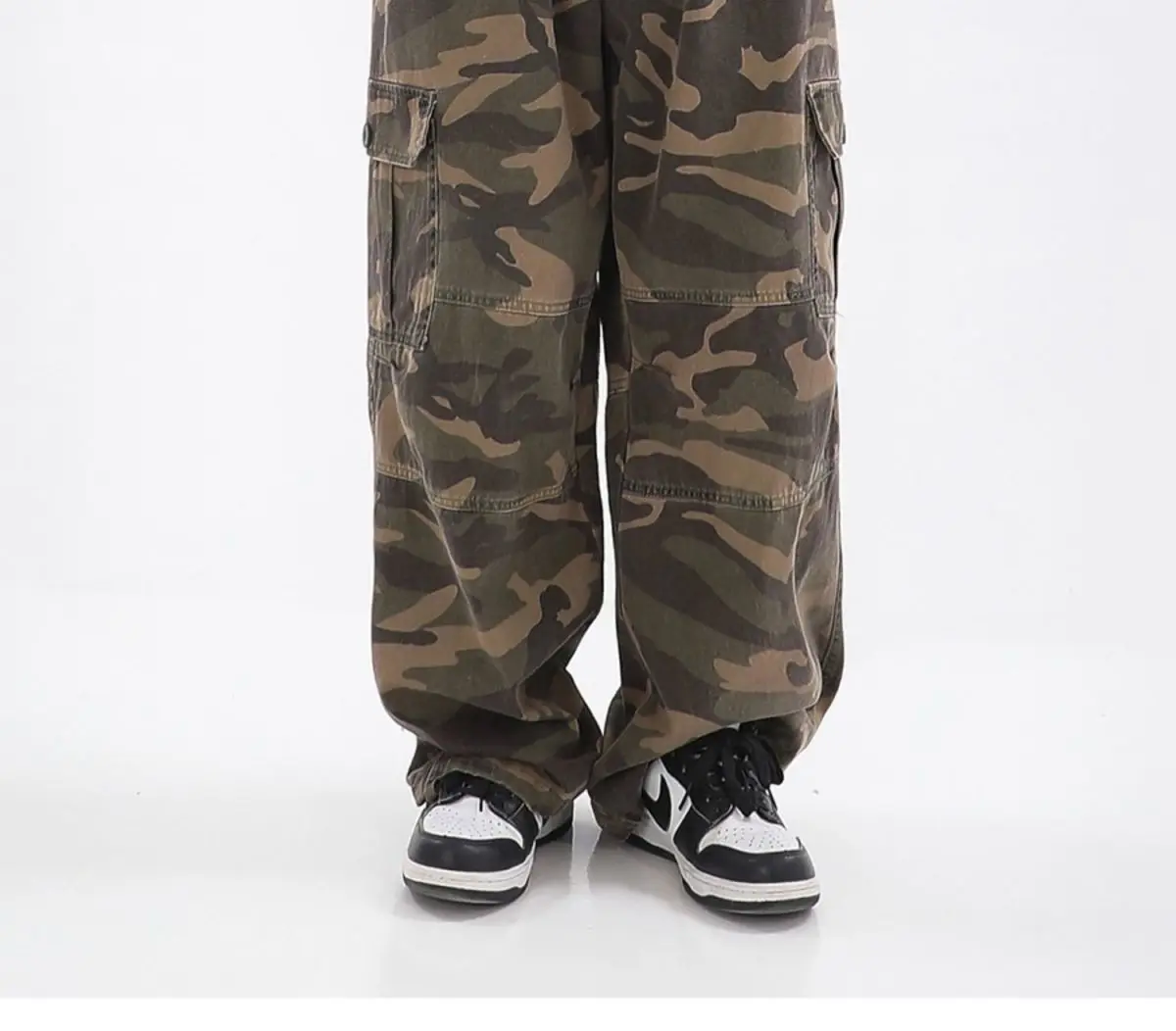 [ STIGMA ]24FW★韓国人気★Camouflage STGM Wide Jogger Pants Camo wide leg pants Sz: 28 30 32 34 36 Price: 890 🚚 จัดส่ง