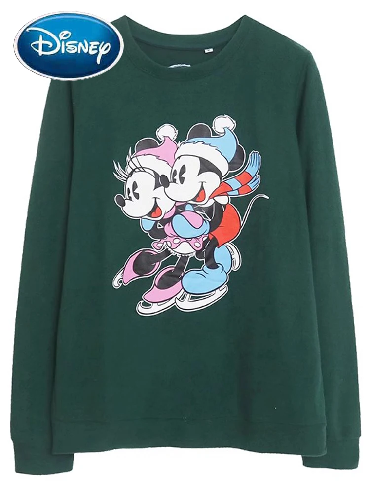 

Disney Sweatshirt Mickey Minnie Mouse Merry Christmas Cartoon Print Fashion Women O-Neck Pullover Jumper Fleece Tops Streetwear