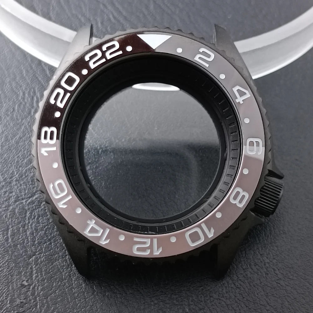 High-Quality 42mm Men's Steel Black Watch Case with Sapphire Glass and 22mm Band