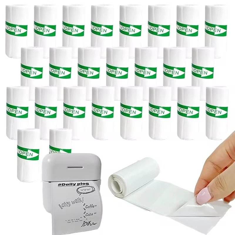 Mini Printer Paper 25PCS Mini Thermal Printer Paper Thermal Sticker Ldeal for Photos Journals Notes To-do Lists 57x25mm printer sticker paper