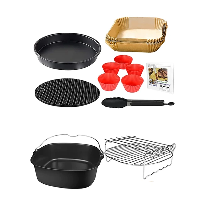 Accesorios de freidora sin aceite de 5,5 L, 8 unidades Air Fryer para  COSORI, Gowise, bandeja para pizza/cesta de pan/50 piezas de papel  sulfurizado/parrilla de cocción/parrilla de barbacoa/freidora : :  Hogar y