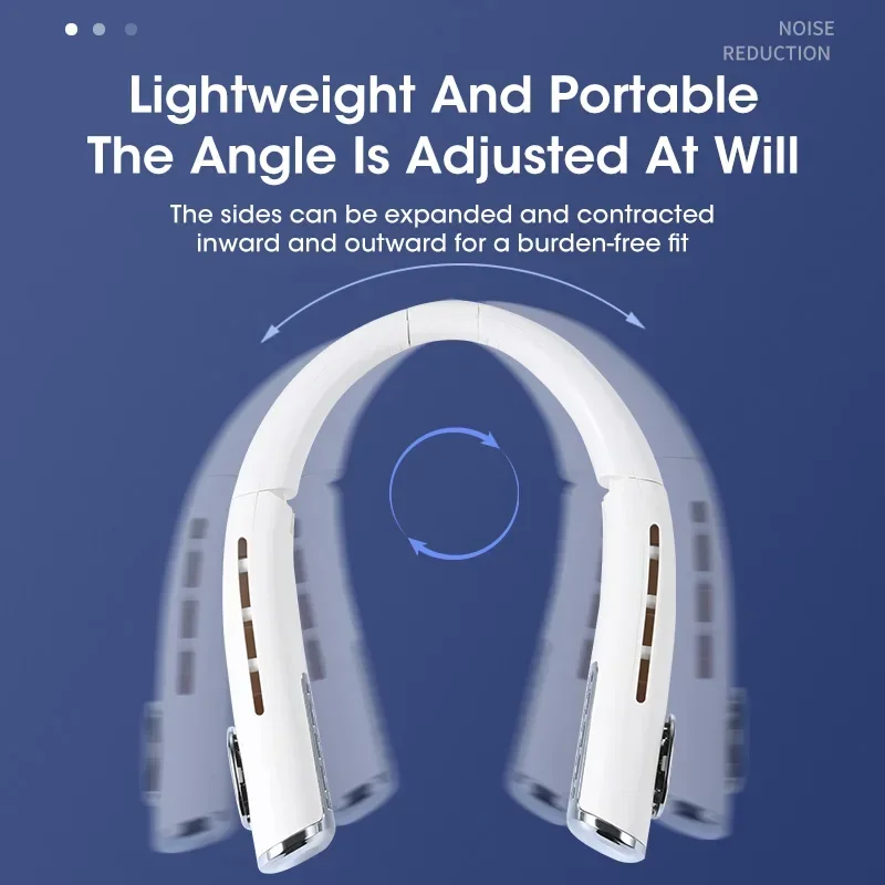 4000mAh Hands Free Neck Fan USB Rechargeable Bladeless 360° Rotation Portable for Outdoor Travel Sports