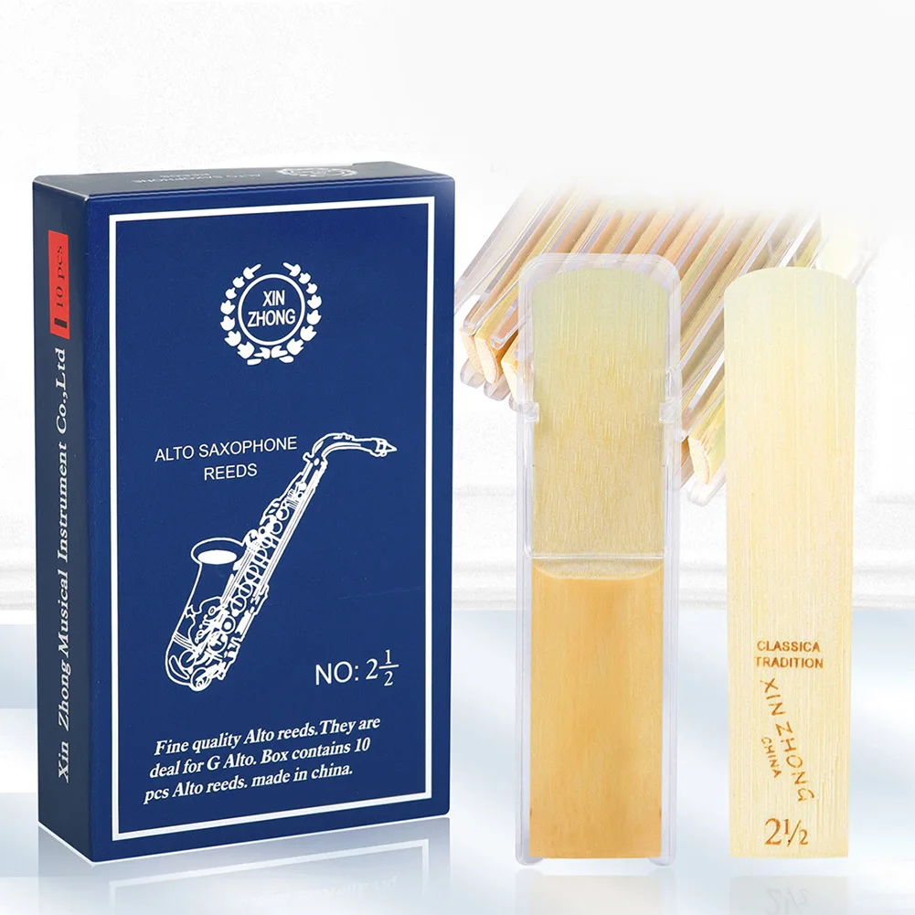 10 Pack Eb Alto Sax Saxophone Reeds Strength 2.5 Saxophone Reed Sax Parts Woodwind Instrument Replacement Accessories