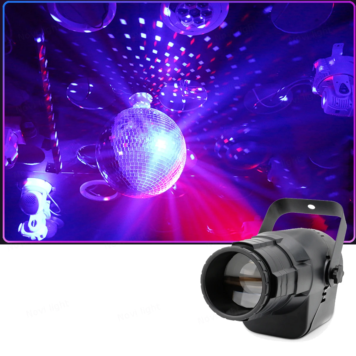 

Mini Portable rgbw 40W led Pin Spot Light Gobo Projector Glass Mirror Ball Spotlight Professional Stage Light