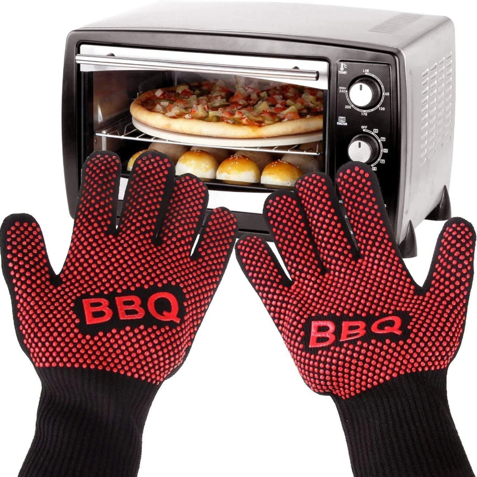 BBQ Gloves High Temperature Resistance Oven Mitts 500 800 Degrees Fireproof Barbecue Heat Insulation Microwave Oven Gloves heat resistant gloves