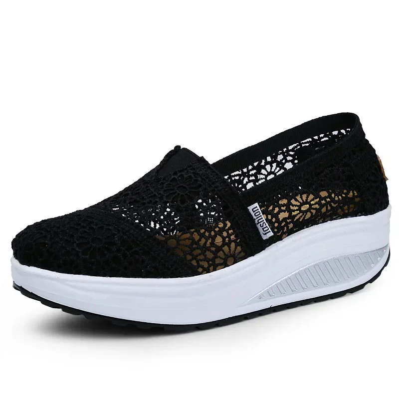 Women Mesh Breathable Sport Sandals Summer Wedge Platform Lace Sneakers Casual Shoes casual sneakers