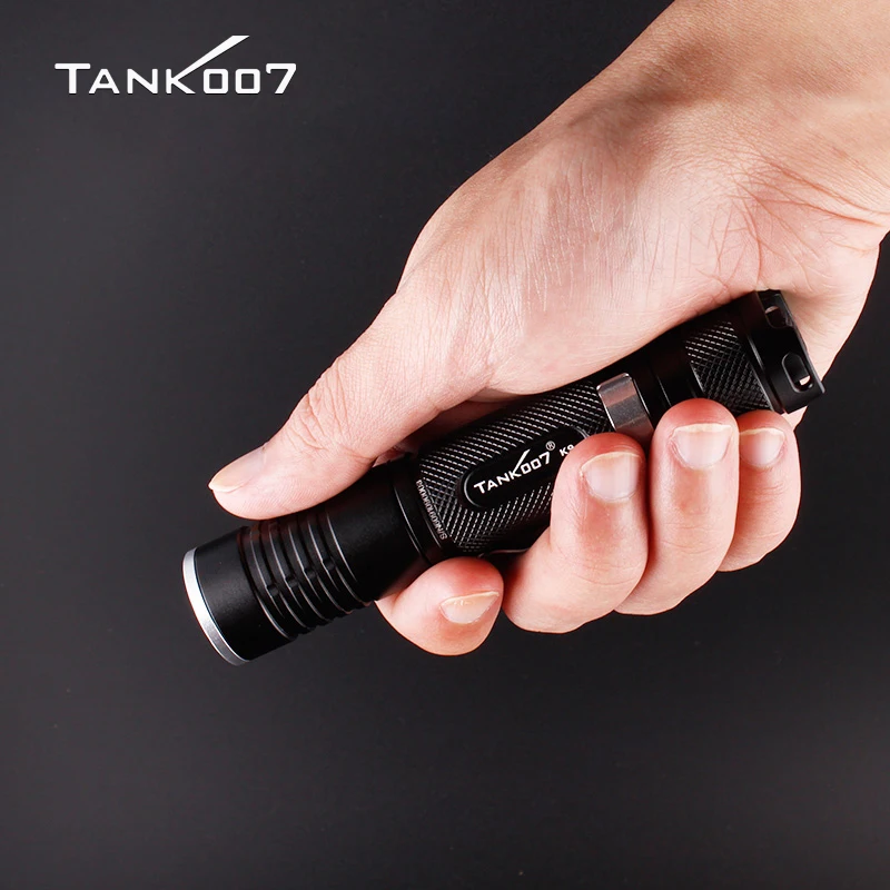 야외 미니 손전등, TANK007 K9, 스트레이트 모양, 휴대용 5 단 조명 모드, 미끄럼 방지, 고출력 토치, 200M, 800LM
