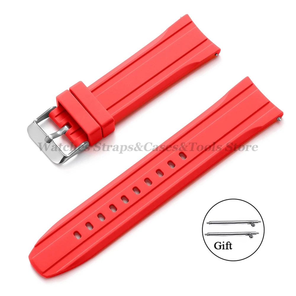 Premium Silicone Watch Band - Soft Rubber Strap with Curved Ends, Waterproof and Versatile