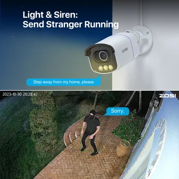 ZOSI C186 3K AuroraLux Surveillance PoE Camera 5MP HD True Color Night Vision Security IP Camera with Person Vehicle Detection 5