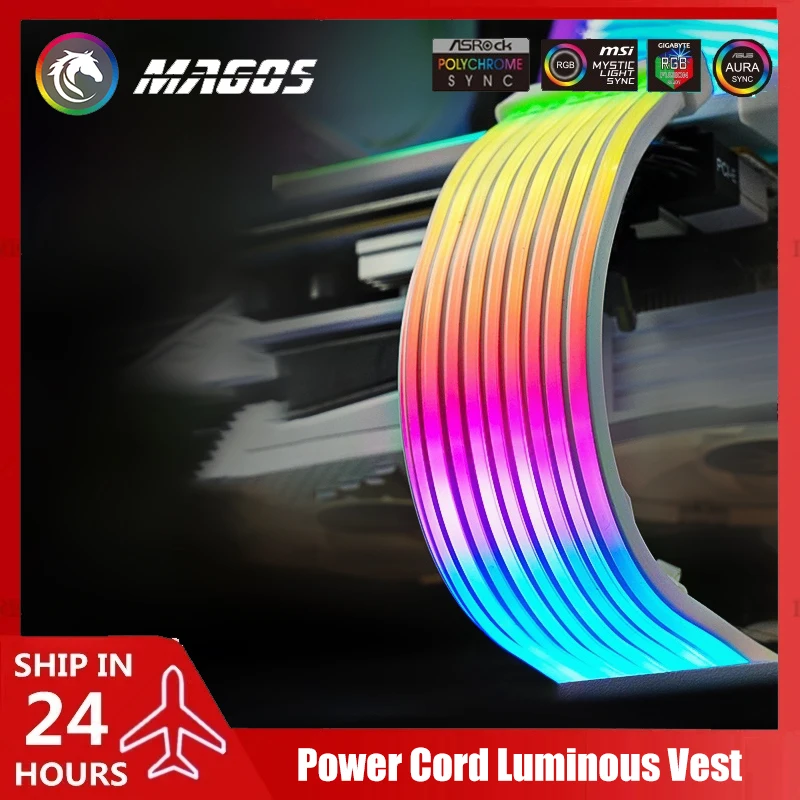 Cubierta de luz ARGB plegable para gabinete de PC, compatible con ATX 24 pines/tarjeta gráfica 8 pines/2x8 pines/12VHPWR/placa base AURA SYNC Decorati