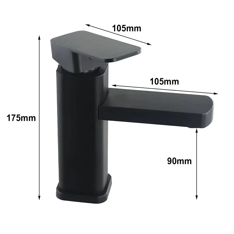 Bathroom single hole sink plastic hot and cold faucet, deck mounted washbasin sink bathtub square faucet