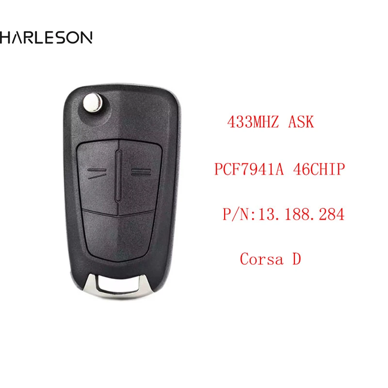denso spark plugs 2 button Car Remote Key 433MHz for Opel/Vauxhall Corsa D 2007 2008 2009 2010 2011 2012 2013 2014 PCF7941A 46 Chip P/N 13.188.284 msd plug wires