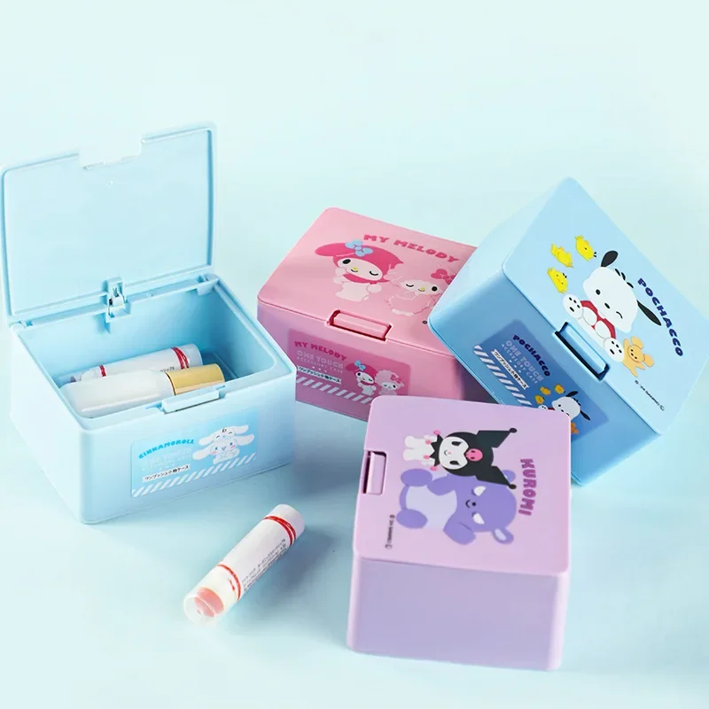 

Cartoon Hello Kittys Pochaccos Flip Cover Dust Proof Jewelry Boxes Kawaii Melodys Kuromis Desktop Organizing Items Storage Boxs