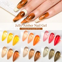MEET ACROSS 7ml Vintage Amber Gel Polish Translucent Jelly Nail Gel Soak Off Uv Led Semi Permanent Manicure Nail Polish 1