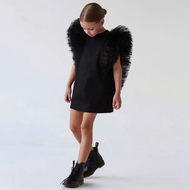 

Kids Dress 2023 New Spring Summer Girls Fly Sleeve Mesh Lace Princess Dresses