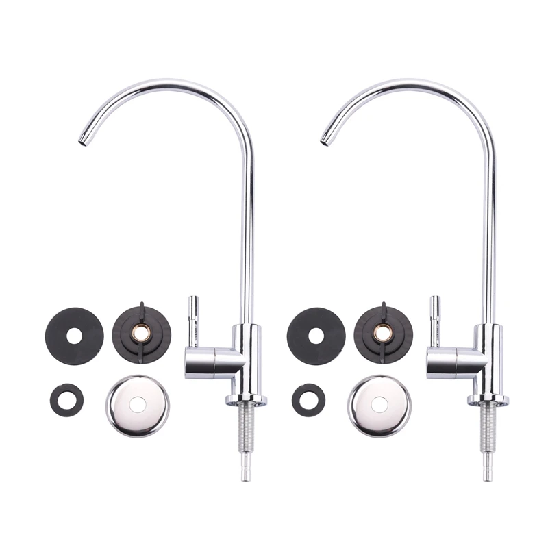 

2X 1/4 Inch Chrome Drinking Water Filter Faucet Reverse Osmosis Sink Kitchen Tap