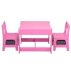 Three in one children's wooden table and two chairs, double-sided drawing table with storage space, blackboard, pink 2