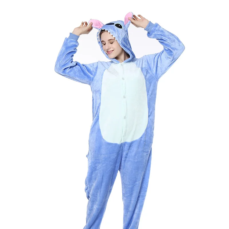 Lilo Stitch Cosplay Costumes Jumpsuit for Adults and Kids Stitch Hooded Pajamas Onesie Costume Halloween Clothes Women