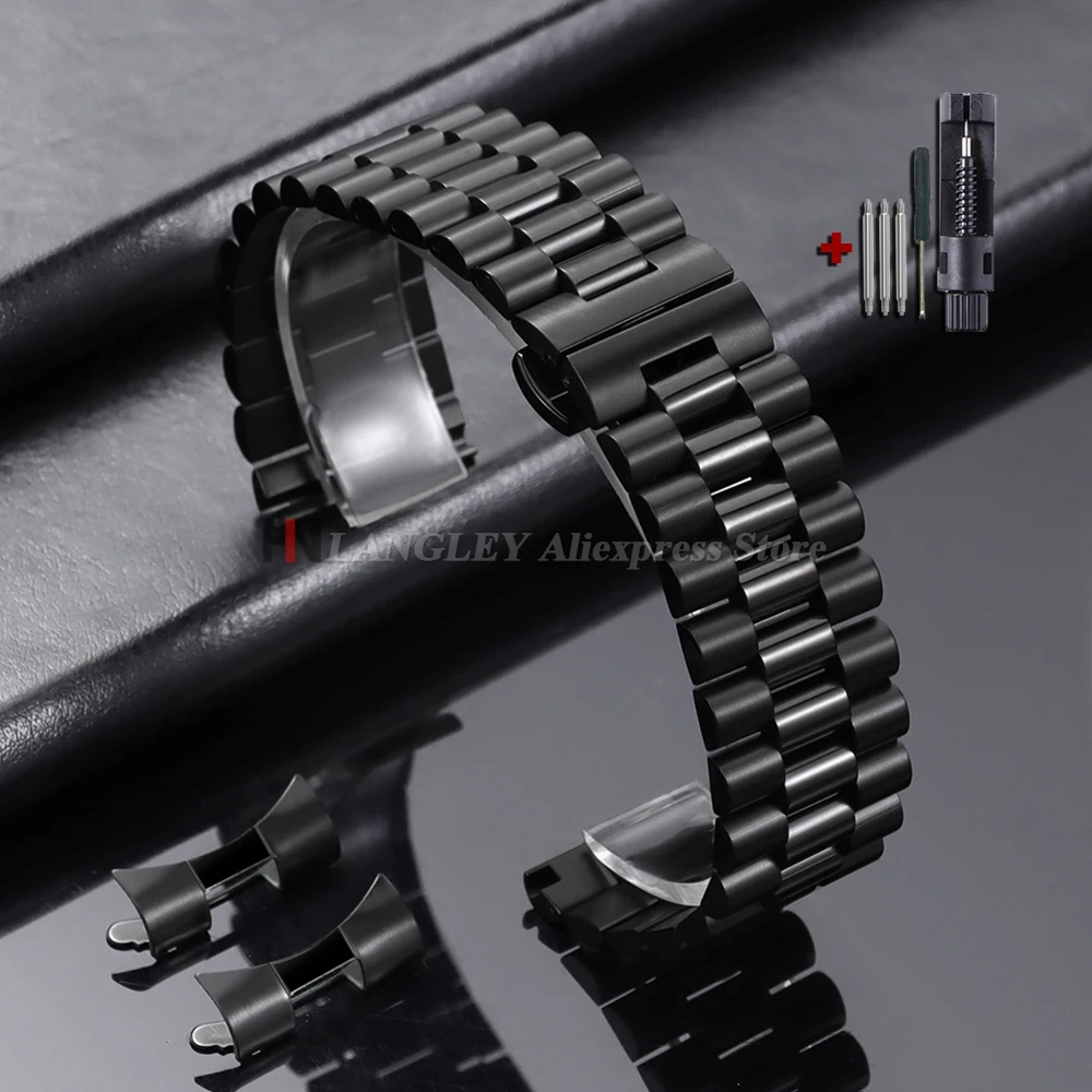 Universal Solid Stainless Steel Watch Strap - Premium Curved End Wristband