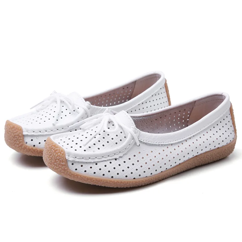 Women Genuine Leather Shoes Woman Loafers Casual Flat Shoes Female Slip On Ballet Flat Shoes Women's Driving Shoes