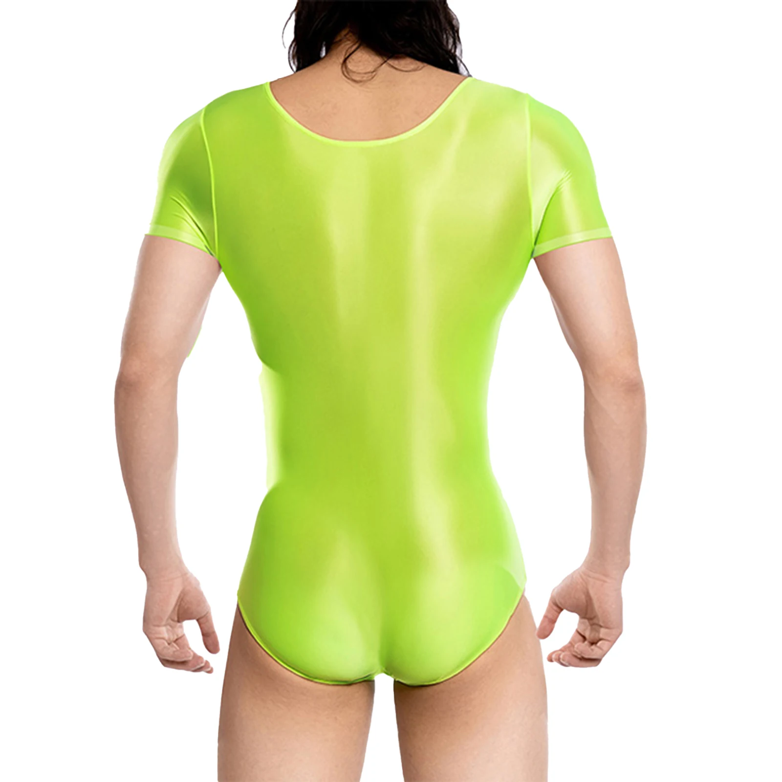 Description Picture 6 of itemSwimwear Mens Lingerie Tights Bodysuit Swimsuit Shiny Oil Glossy Translucent Bulge Crotch High Cut Bodycon Leotard Jumpsuit