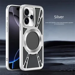 Magnetic Metal Heat - Dissipating Case with Full Camera Protection and Mag - Safe Compatibility for OPPO Find X9 Ultra (Silver)