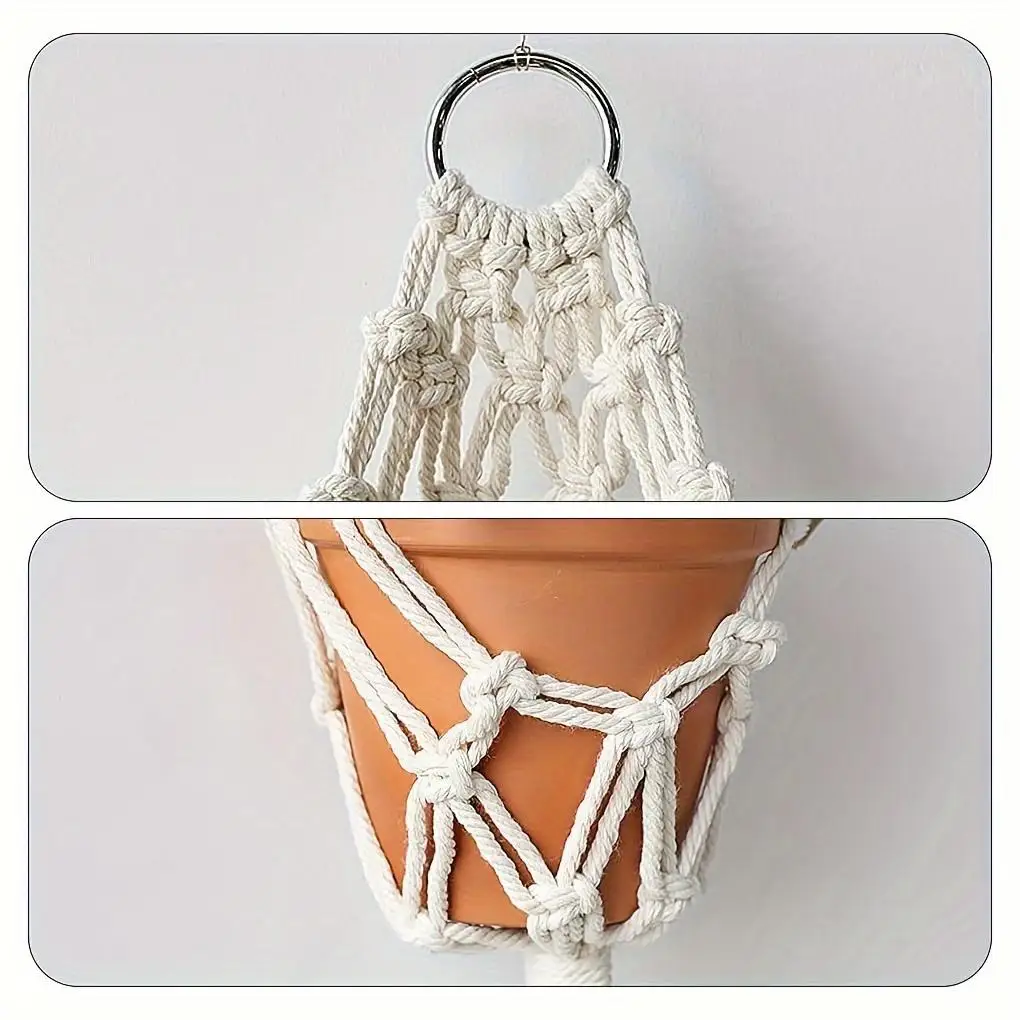Boho Chic Handcrafted Macrame Plant Hangers - Set of 2 Rope Baskets for Indoor & Outdoor Decor, Geometric Wall Art