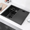 Nanometer Double Cover Hidden Kitchen Sink 304 Stainless Steel 3 Holes Handmade Single Large Size Kitchen Hidden Sinks 2