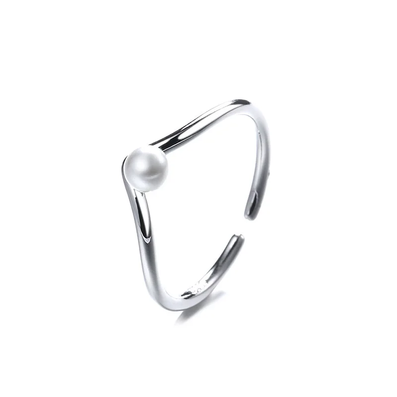 925 Silver V-shaped Pearl Adjustable Rings For Women Engagement Jewelry and Jewellery silver rings,silver ring,wedding rings