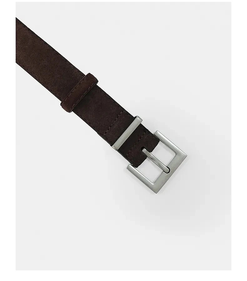 Elegant Suede Leather Women's Belt with Square Alloy Buckle