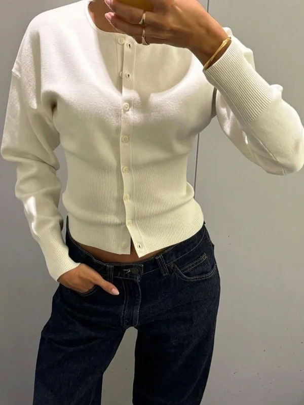 Tossy Knit Cardigan Long Sleeve Ribbed...