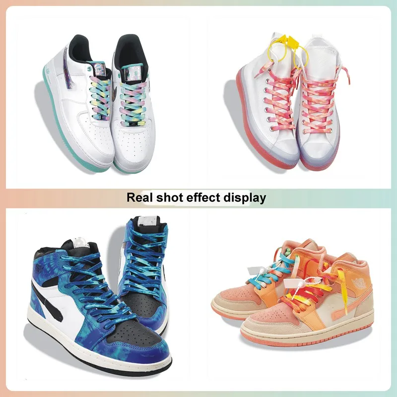 1 paio di lacci delle scarpe Tie-dye appartamenti Sneakers lacci moda AF1/AJ lacci delle scarpe sportive 100/120/140/160/180CM 0.8CM di larghezza accessori per scarpe